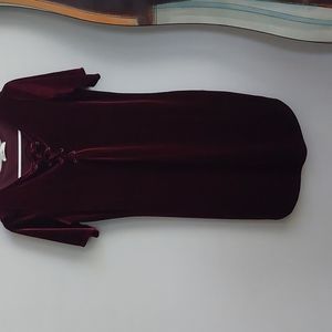 Maroon velour dress.